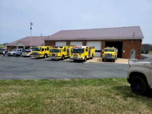 Fire engines outside so participants could lows up in  the bayh areas
